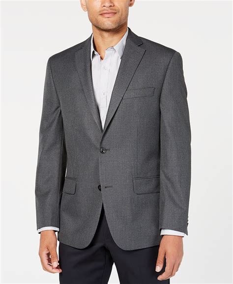 michael kors men's classic-fit gray blue check sport coat|Kaplan Wool Blend Sportscoat .